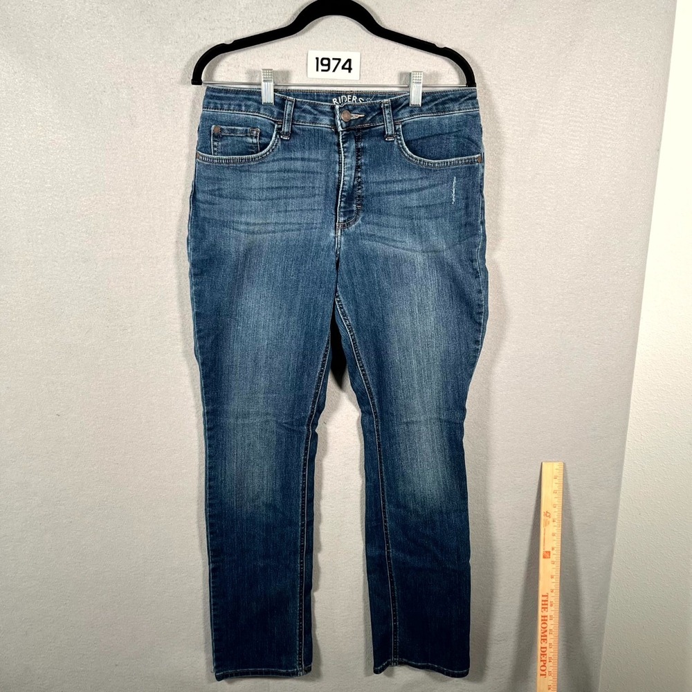 Riders By Lee Jeans Womens 10M Blue Denim‎ Cotton Stretch Mid Rise Straight Leg
